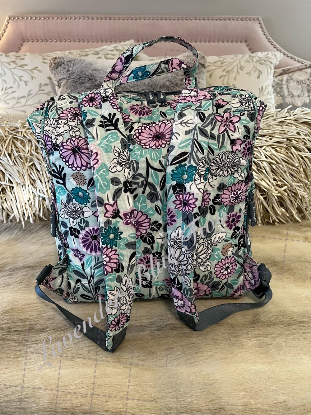 VERA BRADLEY Penelope’s Garden Convertible Ripstop Laptop Backpack Diaper Floral - Picture 9 of 15